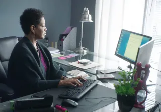 image of psychology student working on computer